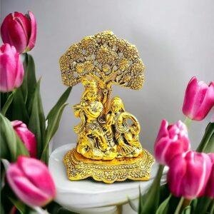 Lord Radha Krishna Idol Murti with Cow Love Couple Statue (Radha Krishna Under Tree)