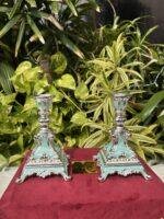 Enamel Candle Stand Pair