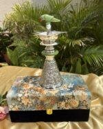 Silver Plated Parrot Diya Stand