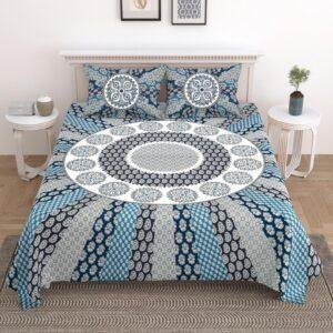 Elegant super king fitted bedsheet on bed with cotton fabric and smooth finish