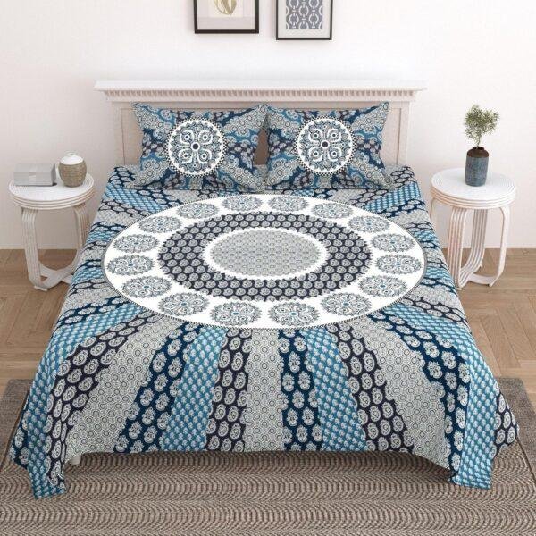 Elegant super king fitted bedsheet on bed with cotton fabric and smooth finish