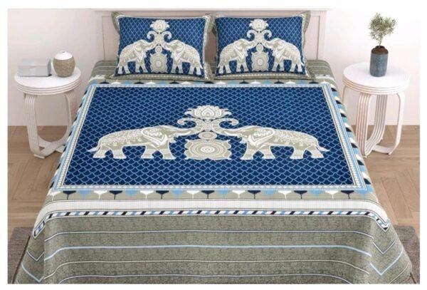 Elephant Elegant super king fitted bedsheet on bed with cotton fabric and smooth finish
